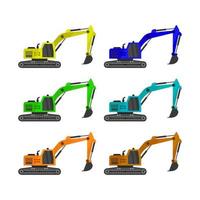 Set Of Excavator On White Background vector