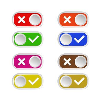 Check And Error Set On White Background vector