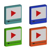 Video Play Set On White Background vector