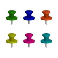 Set Of Push Pins On White Background vector