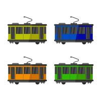 Tram Set On White Background vector