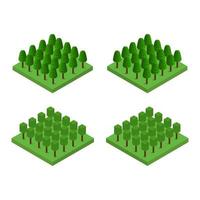 Set Of Isometric Trees On White Background vector