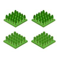 Set Of Isometric Trees On White Background vector