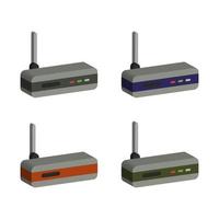 Set Of Routers On White Background vector