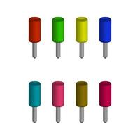 Set Of Push Pins On White Background vector