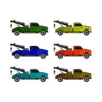 Set Of Tow Truck On White Background vector