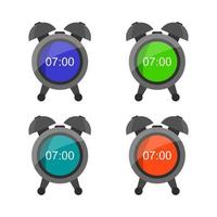 Set Of Alarm Clock On White Background vector