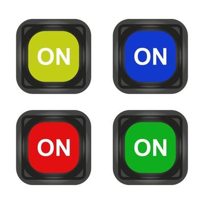 Set Of On Buttons On White Background