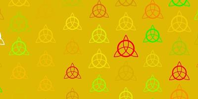 Light Green, Yellow vector background with occult symbols.