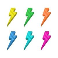 Set Of Lightning On White Background vector