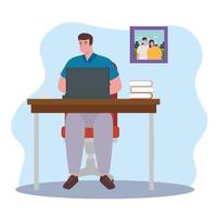 man with laptop working from home vector