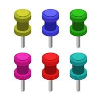 Push Pin Set On White Background vector