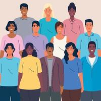 multitud de personas multiétnicas juntas, diversidad y concepto de multiculturalismo vector