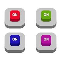 Isometric On Off Button Set On White Background