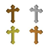 Set Of Religious Cross On White Background vector