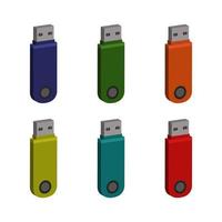 Usb Drive Set On White Background vector