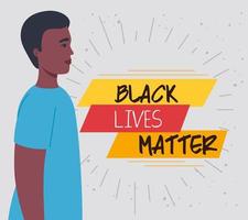 black lives matter banner with man, stop racism concept vector