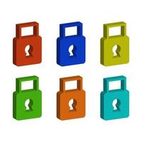 Isometric Padlock Set vector