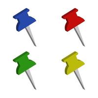 Set Of Push Pins On White Background vector