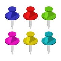 Set Of Push Pins On White Background vector