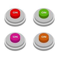 Isometric On Off Button Set On White Background vector