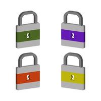 Isometric Padlock Set vector