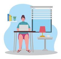 telework, call center agent working from home vector