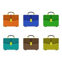 Set Of Work Suitcase On White Background vector
