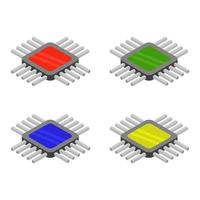 Isometric Microchip Set vector