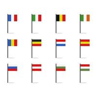 Set Of European Flags On White Background vector