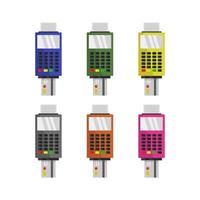 Set Of Pos Terminal On White Background vector