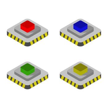 Conjunto de botón de alarma sobre fondo blanco. vector