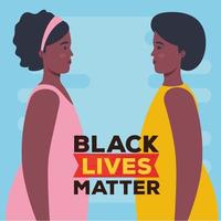 black lives matter banner with women, stop racism concept vector