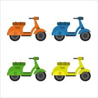 Set Of Retro Scooters On White Background vector