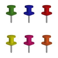 Push Pin Set On White Background vector