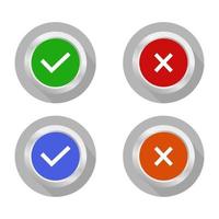 Check And Error Button Set On White Background vector