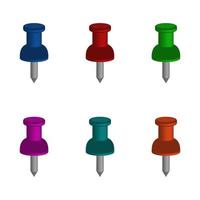 Push Pin Set On White Background vector