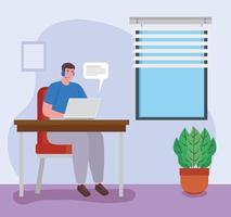 telework, call center agent working from home vector