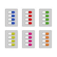 Set Of Pills On White Background vector