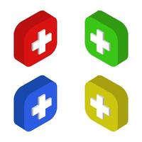 Isometric Medical Button Set vector
