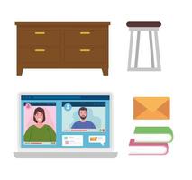 Home office icon set vector