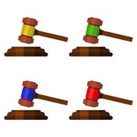 Judge Hammer Set On White Background vector