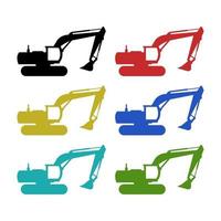 Set Of Excavator On White Background vector