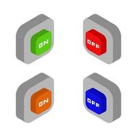 Isometric On Off Button Set vector