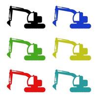 Set Of Excavator On White Background vector