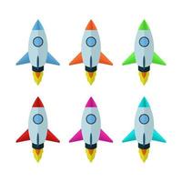 Set Of Rockets On White Background vector