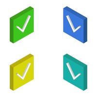 Isometric Check Button Set vector