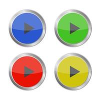 Set Of Play Button On White Background vector