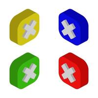 Isometric Close Button Set vector