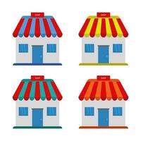 Set Of Shops On White Background vector